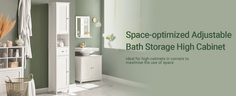 Narrow Bathroom Storage Cabinet, 67" Tall Skinny Bathroom Shelf with Drawers, gallery