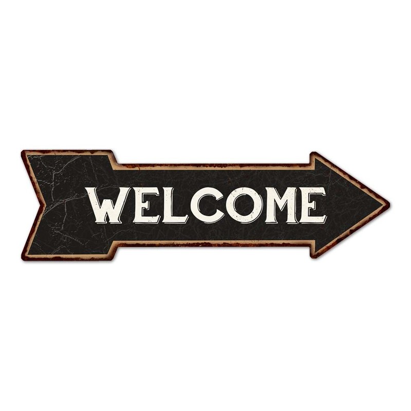 Welcome Black Rt Arrow Vintage Looking Metal Sign 5x17 205170003007