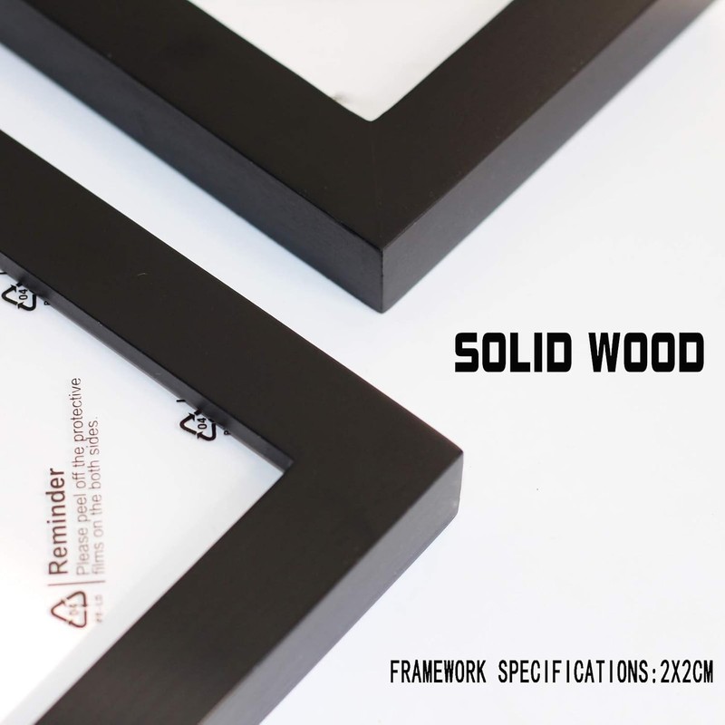 20x20 Frame Black With Mat 16x16 Solid Wood Picture Frames 3 pack gallery