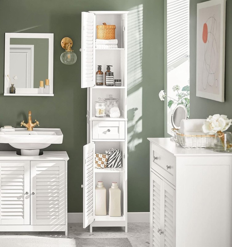 Narrow Bathroom Storage Cabinet, 67" Tall Skinny Bathroom Shelf with Drawers, gallery