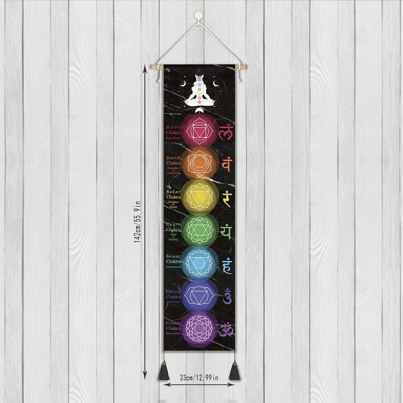 Hanging Poster Canvas Wall Art Banner for Meditation 7 Chakras Yoga Painting ... gallery