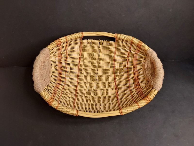Wicker Oval Baskets with Handles Handmade, Hand-Dyed Woven Rattan Set of 2 gallery