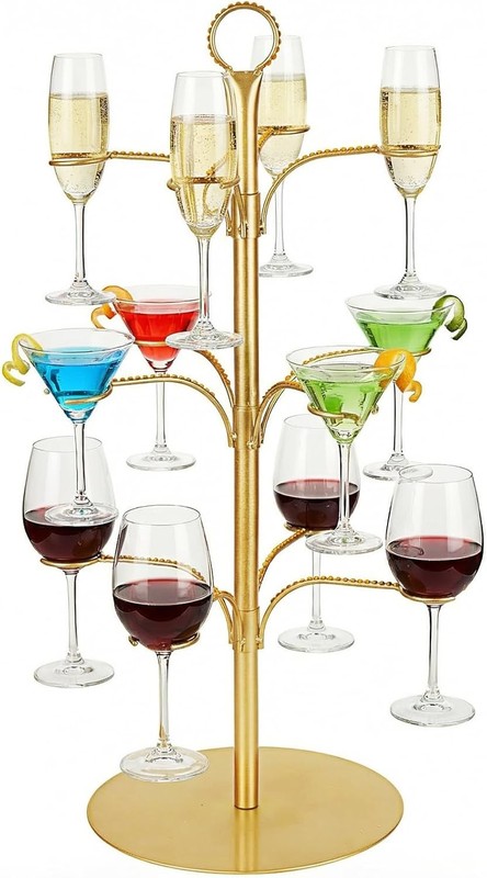 Cocktail Tree Stand for Drinks,Champagne Tower, 3 Tier – 12 Holders Drink