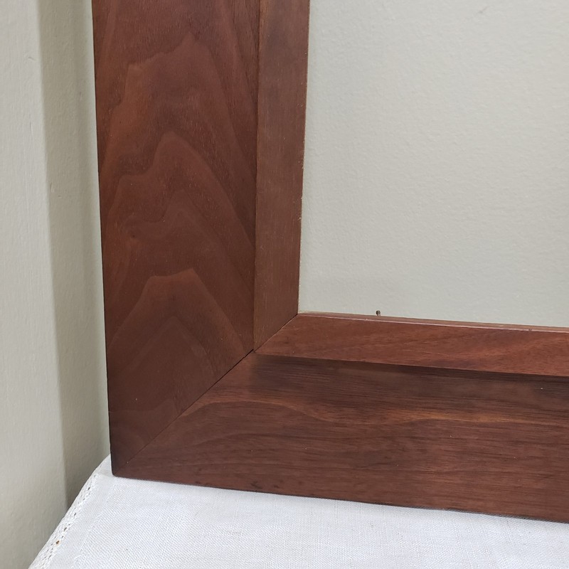 Walnut Picture Frame 22x28 Stepped Profile Wide Moulding Handmade MCM Wall Decor gallery