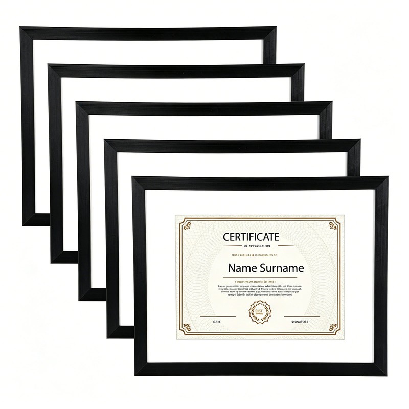 5Pcs Certificate Frames Document frames 8.5x11in for Wall Or Tabletop , Black