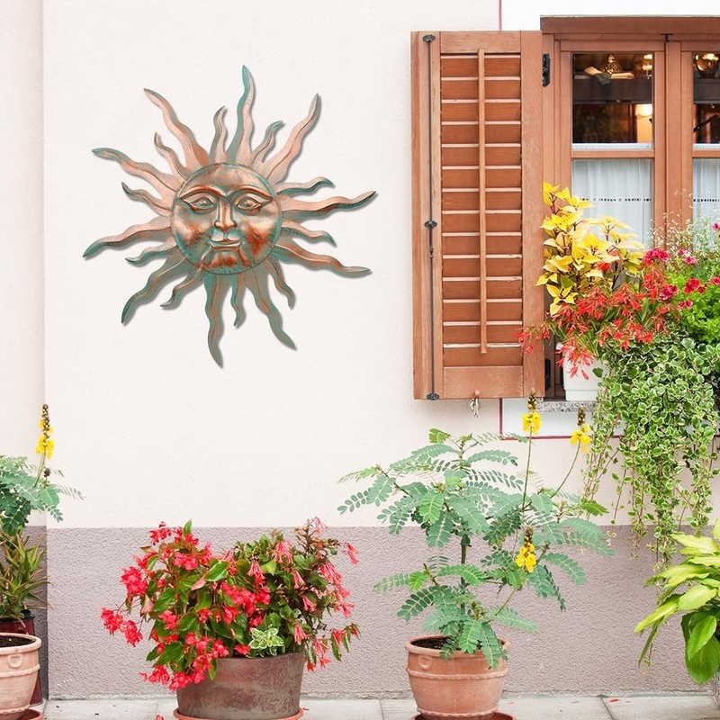 Metal Sun Wall Decor 30" Large Outdoor Hanging Wall Art for Patio Farmhouse gallery