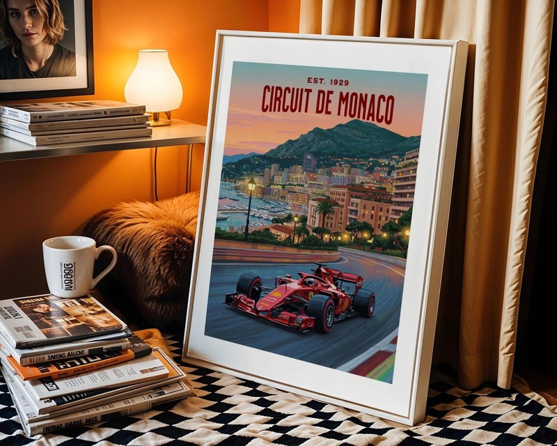 Monaco Grand Prix F1 Poster - Ferrari Racing Wall Art - Formula 1 Decor Gift gallery