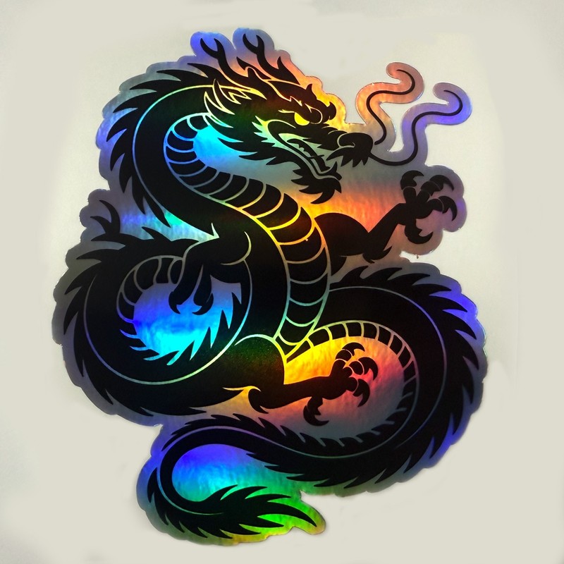 Chinese Dragon Sticker Holographic Vinyl Decal Asian Oriental Mythical 4×5″