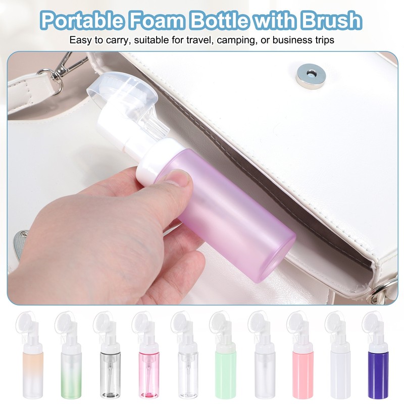 3Pcs 2oz / 60ml Foam Pump Bottle with Brush, Clear(Round) gallery