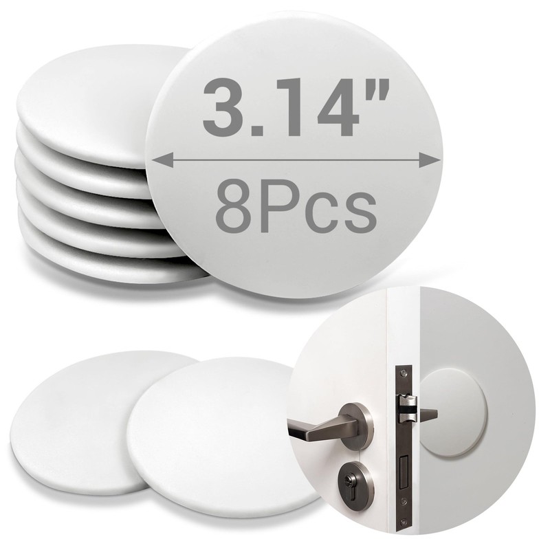 Door Stopper – 3.14″ White Door Stoppers for Wall (8 Pack), with Heavy-Duty A…