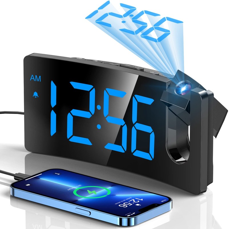 Projection Alarm Clock, Digital Clock with 180Â° Rotatable Projector