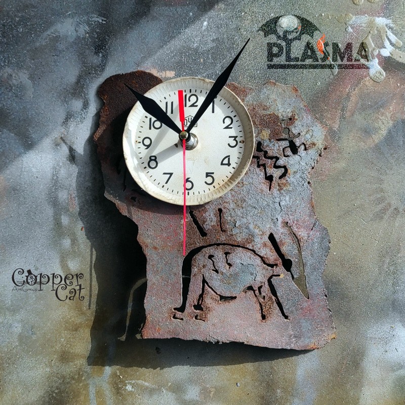 Wall Clock “Primal Plasma LT-2024-15” by “Copper Cat Art Group”