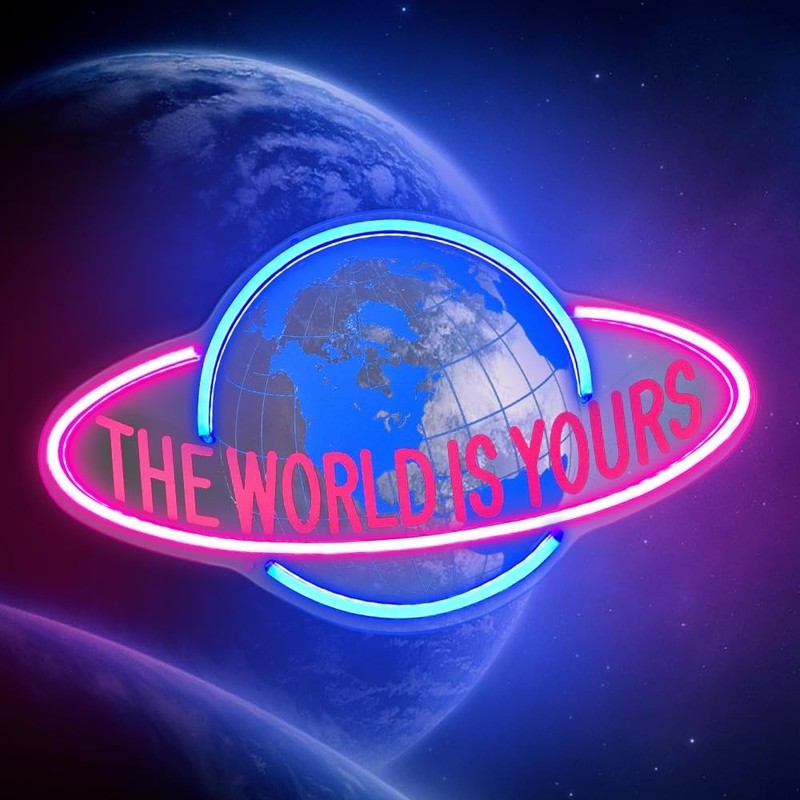 Neon Wall Sign - 'The World Is Yours' LED Light for Bedroom, Game Room, Office D gallery