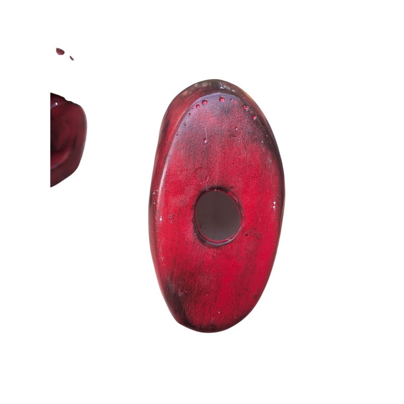 Abstract Spiral Ceramic Vase Red Black Modern Sculptural Art Pottery Decor 7in gallery