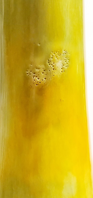 Vintage Studio Pottery Vase Drip Glaze Green Yellow MCM Bottle Vase Palm Springs gallery