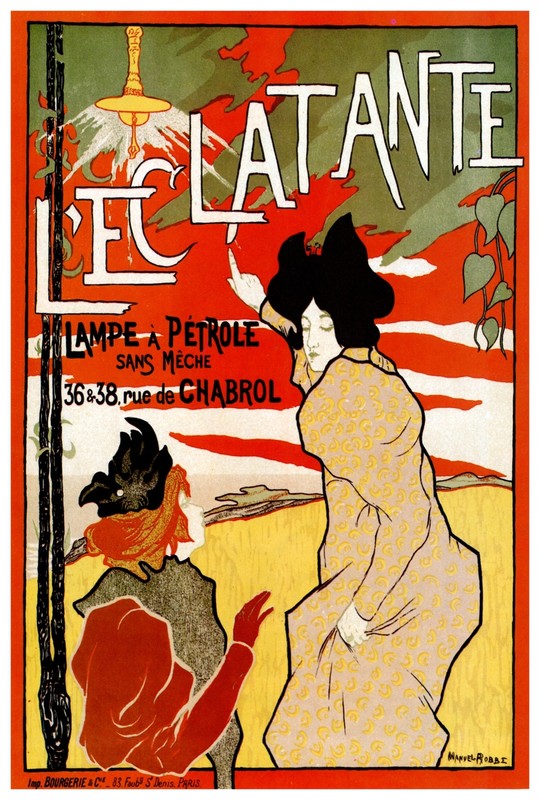 Nouveau Decor Poster. The Brilliant Oil Lamp. Fine Graphic Art Design. 1523