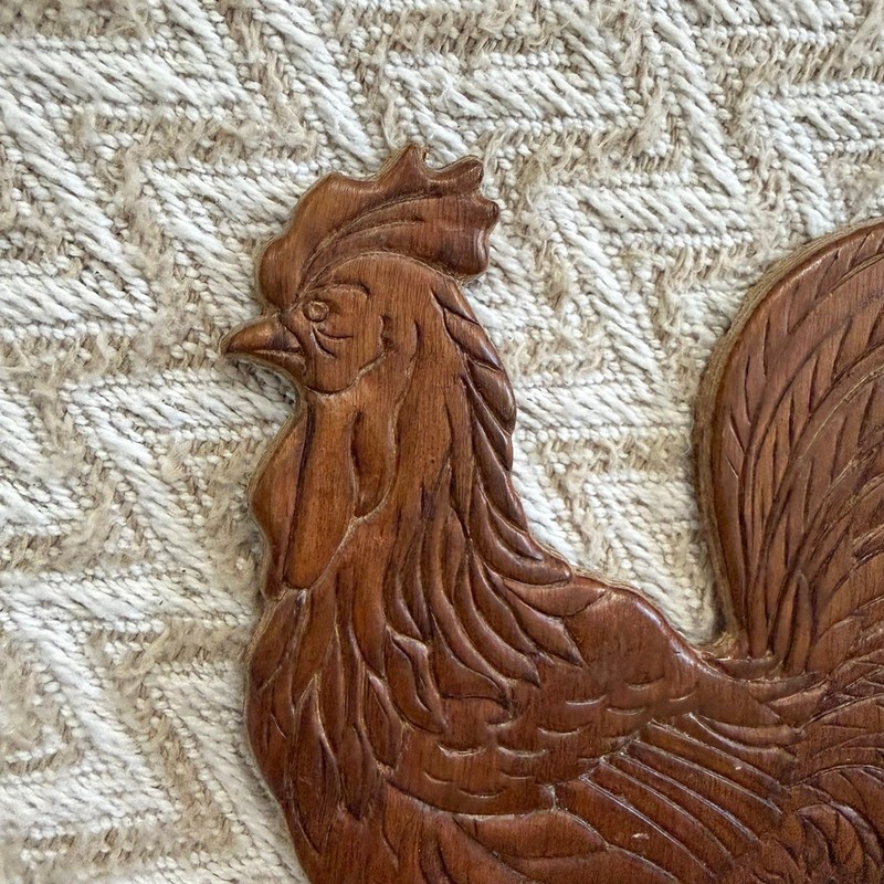 Vintage Wooden Rooster Wall Plaque Farm Country Decor gallery