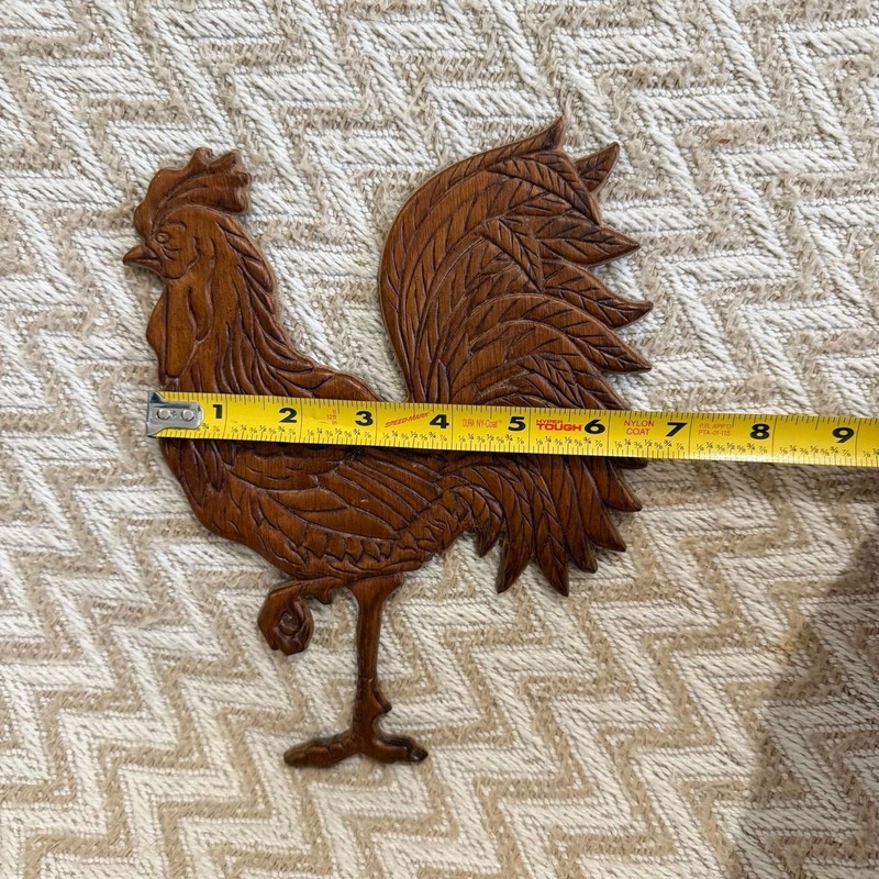 Vintage Wooden Rooster Wall Plaque Farm Country Decor gallery