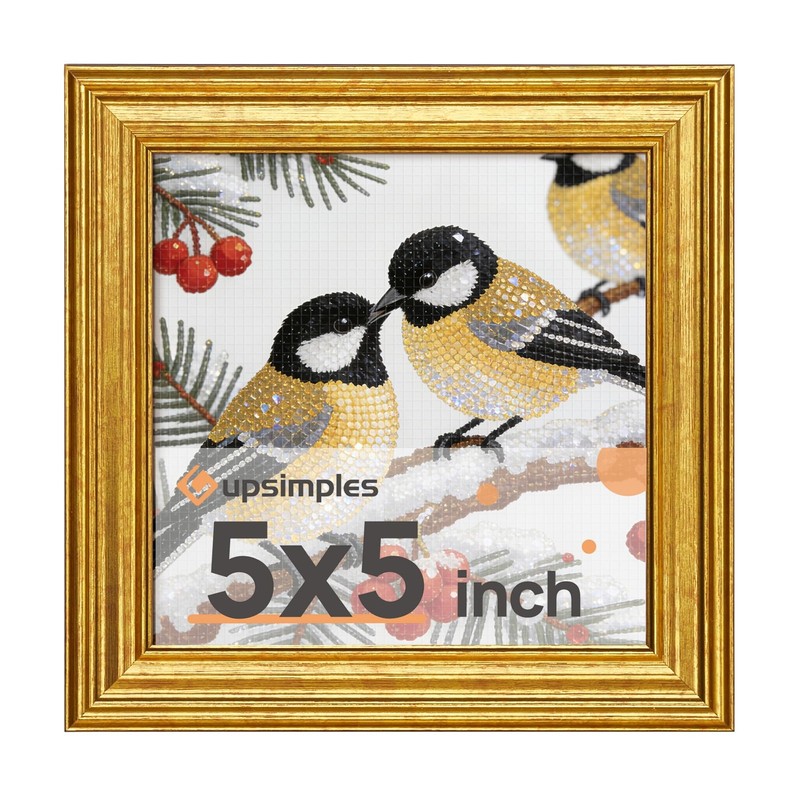 Vintage 5×5 Picture Frame, Antique Gold Frames Display 4×4 with Mat or 5 x 5