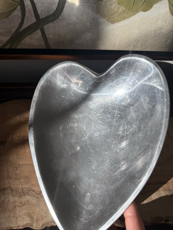 Nambé Love Heart Bowl Sweet Heart Chrome Metal Alloy Trinket Dish gallery