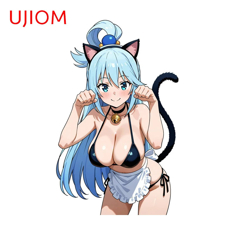 UJIOM Attractive Aqua Cat Maid Girl Wall Sticker Anime Graffiti Design Furniture