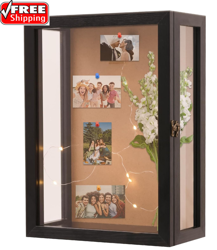 Black 11×15 Inch Deep Shadow Box Frame Wall Mounted Depth 5 In. Display Case New