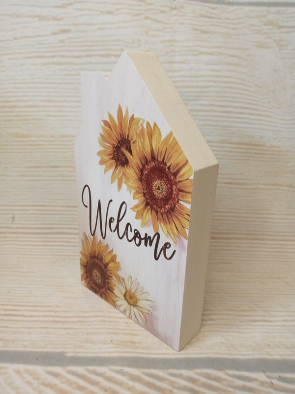 New "Welcome" Sunflower Fall Wood Block Sign Summer Farmhouse Tray Spring Floral gallery