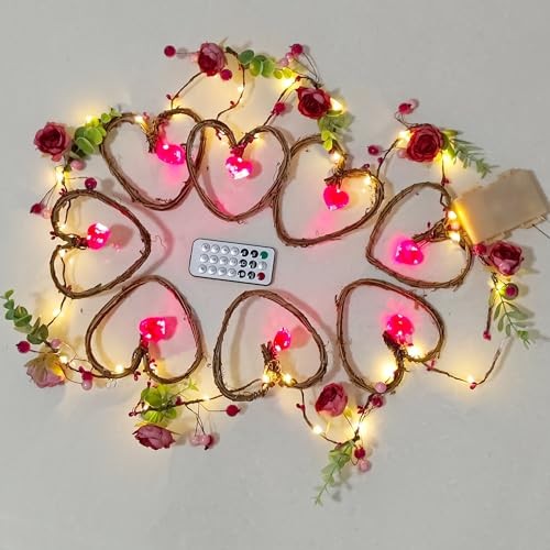 Valentines Day Garland String Lights Battery Operated Valentine Rattan Heart gallery