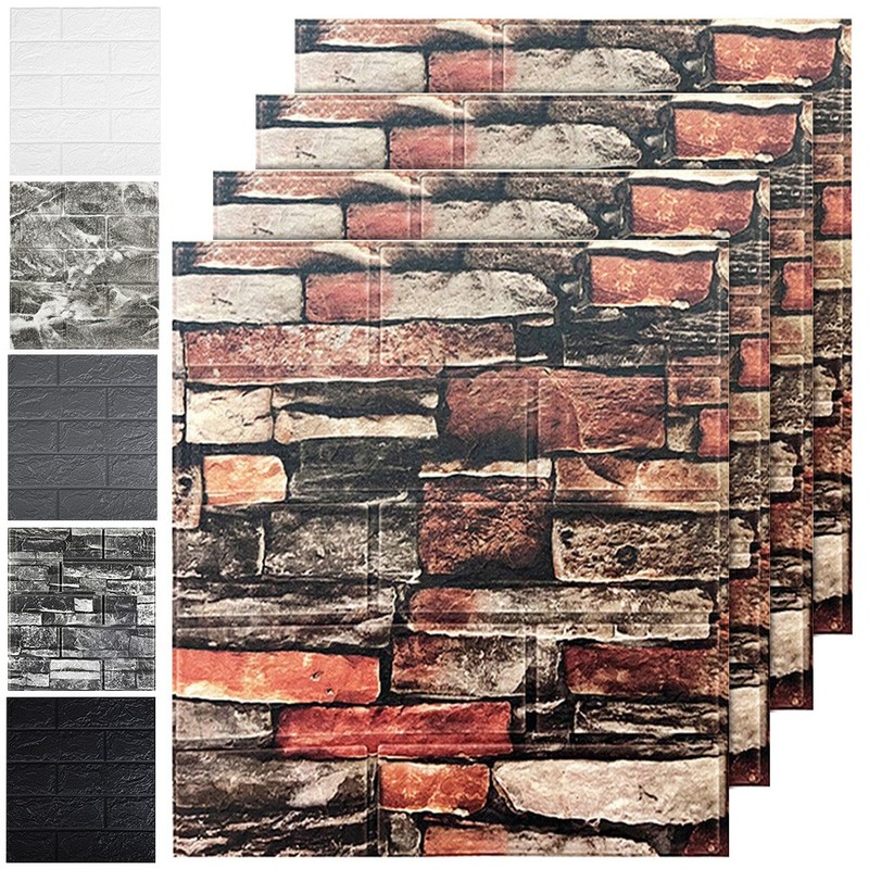 10/20pc 3D Tile Brick Wall Sticker Self-adhesive Waterproof Foam Panel Wallpaper gallery