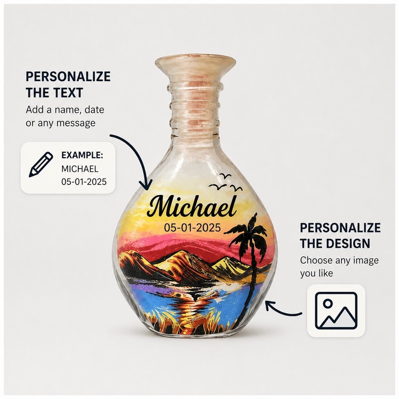 Handmade Sand Art Bottle Jordan – Custom Name & Design – Unique Personalized Gif
