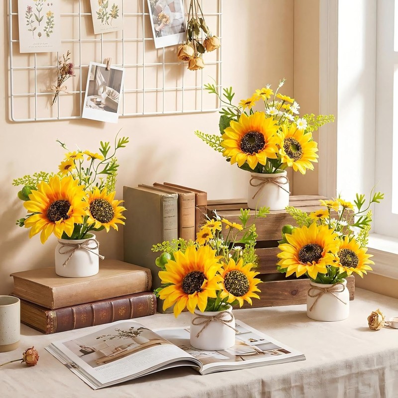 16 Pcs Sunflower Potted Plants Rustic Summer Spring Kitchen Wedding Table gallery