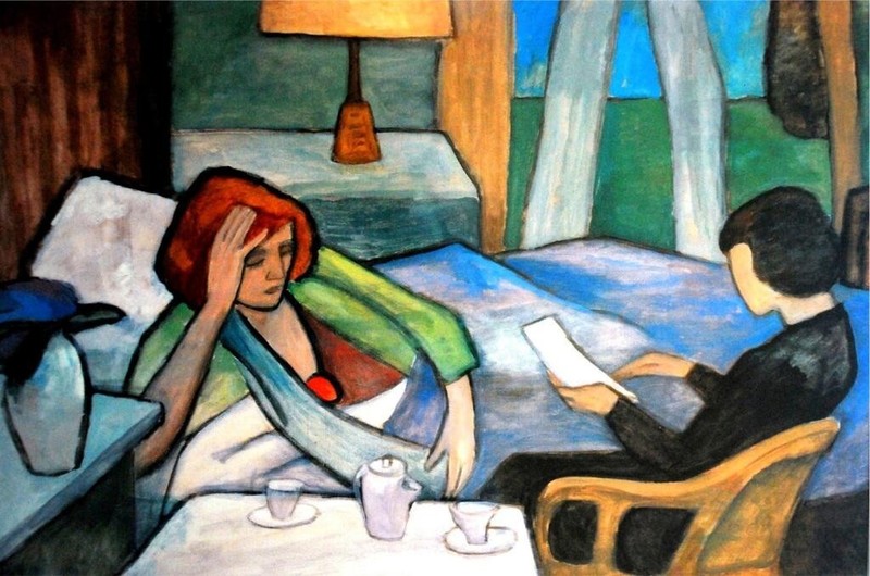 Sick : Gabriele Münter : 1917 – Expressionist Art Print Intimate Moment