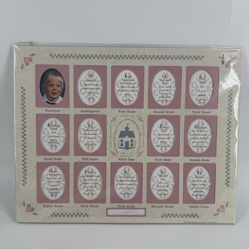 Country Cottage Core Granny Heart Pink Girl School Years 11×14 Photo Mat 1997