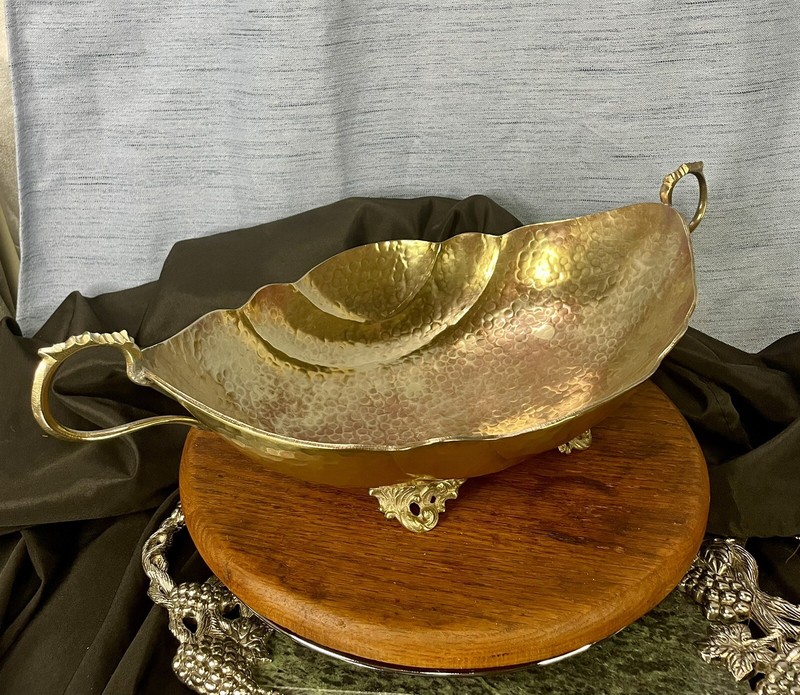 Vintage Brass Centerpiece Bowl Handmade Hand hammered Copper Brass Centerpiece