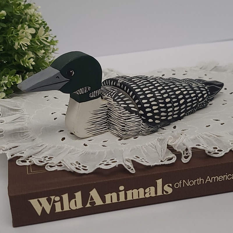 Vintage Wooden Painted LOON Shelf Sitter Figurine 9.5″