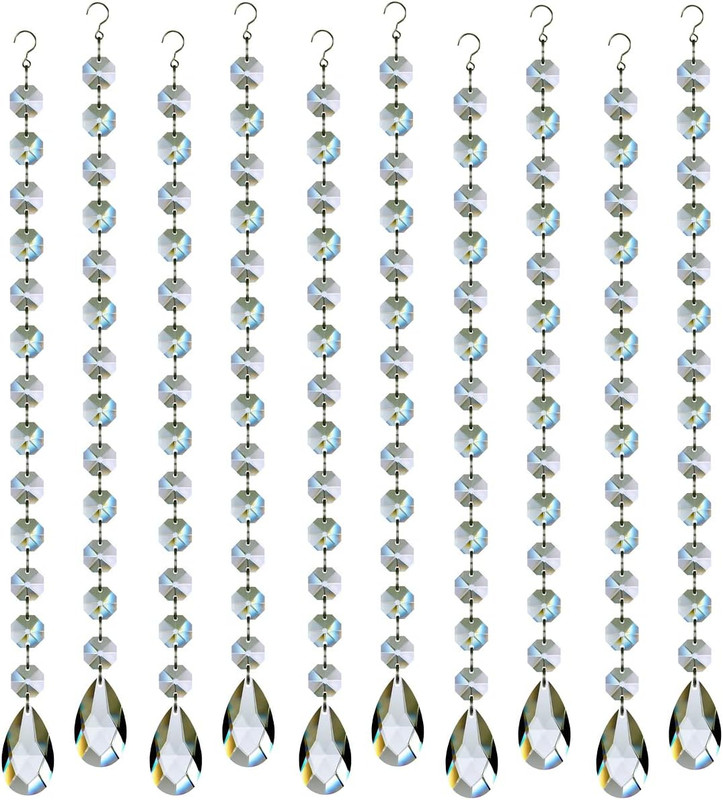 1Ft 10Pcs Teardrop Crystals Garland, Hanging Chandelier Crystals Prism Beads Cha gallery