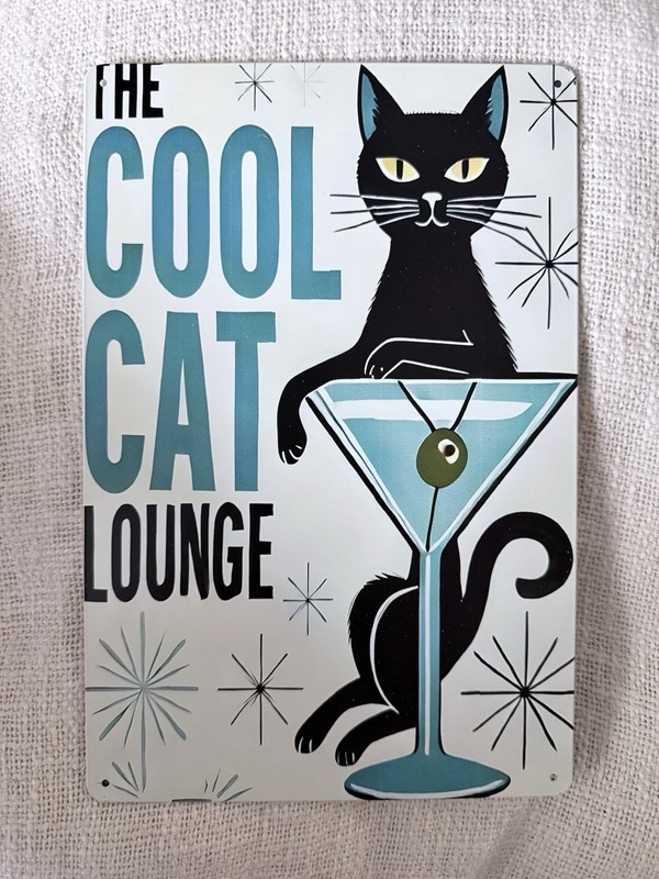 Halloween Metal Sign Vintage Reproduction 12 X 8 Black Cat
