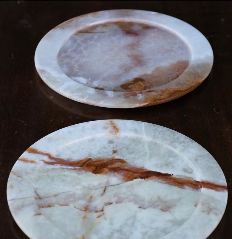 Vintage Marble Genuine Stone 13”  Set of 4 Charger Plates Various Colors