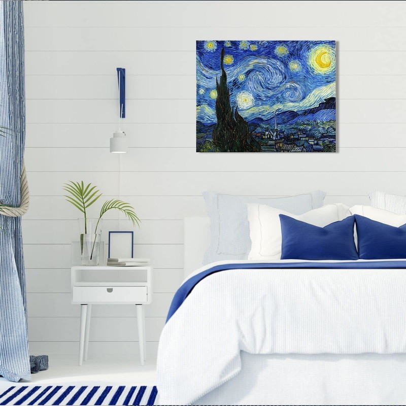 Van Gogh Canvas Wall Art: Starry Night Landscape Painting Picture Reproductio... gallery