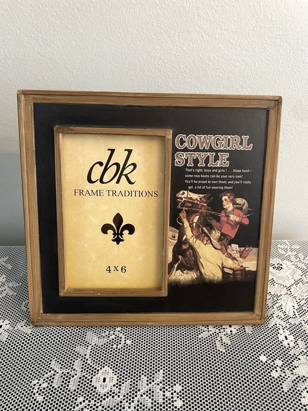 Cowgirl Western Photo Frame 4” x 6” Photo Stand Alone Airbnb Decor Ceramic Resin