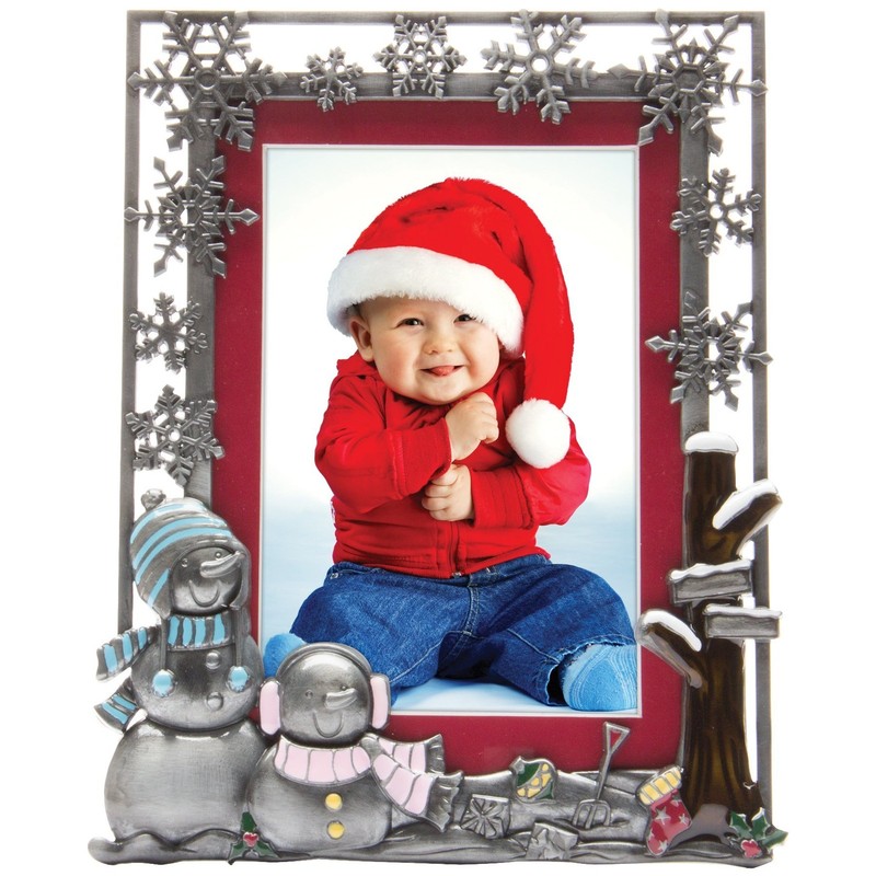 Neil Inc. Pewter Winter Snowman Christmas Picture Frame