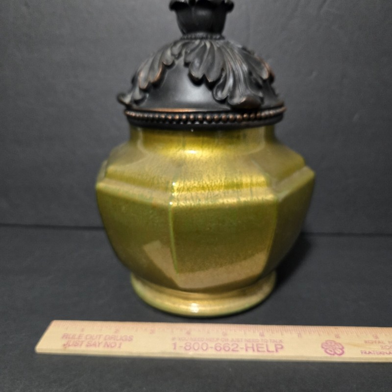 Ornate Ceramic Glass 9" Vase Jar With Lid Decorative Home Decor Hobby Lobby gallery