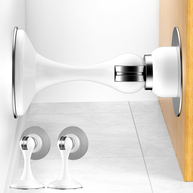 2 Pack Magnetic Door Stoppers, Stainless Steel Magnetic Door Stop, Wall & Floor