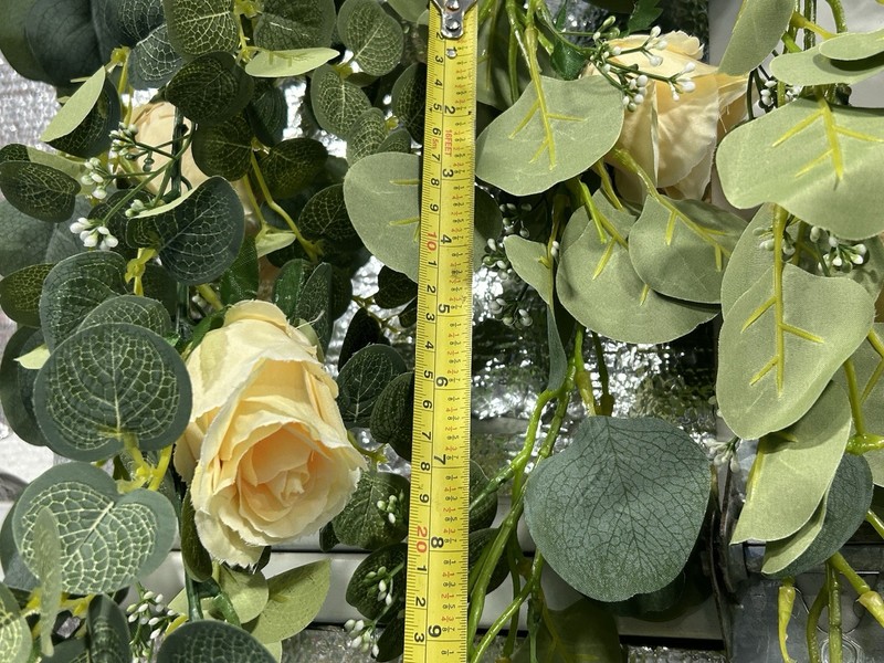 Levylisa Eucalyptus Garland with Ivory Rose Flowers Greenery Floral 6ft