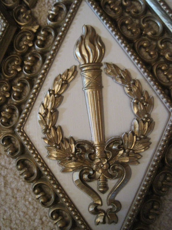 VTG Dart IND Homco Set of 4 Wall Decor Gold Baroque Plaque Hollywood Regency USA gallery