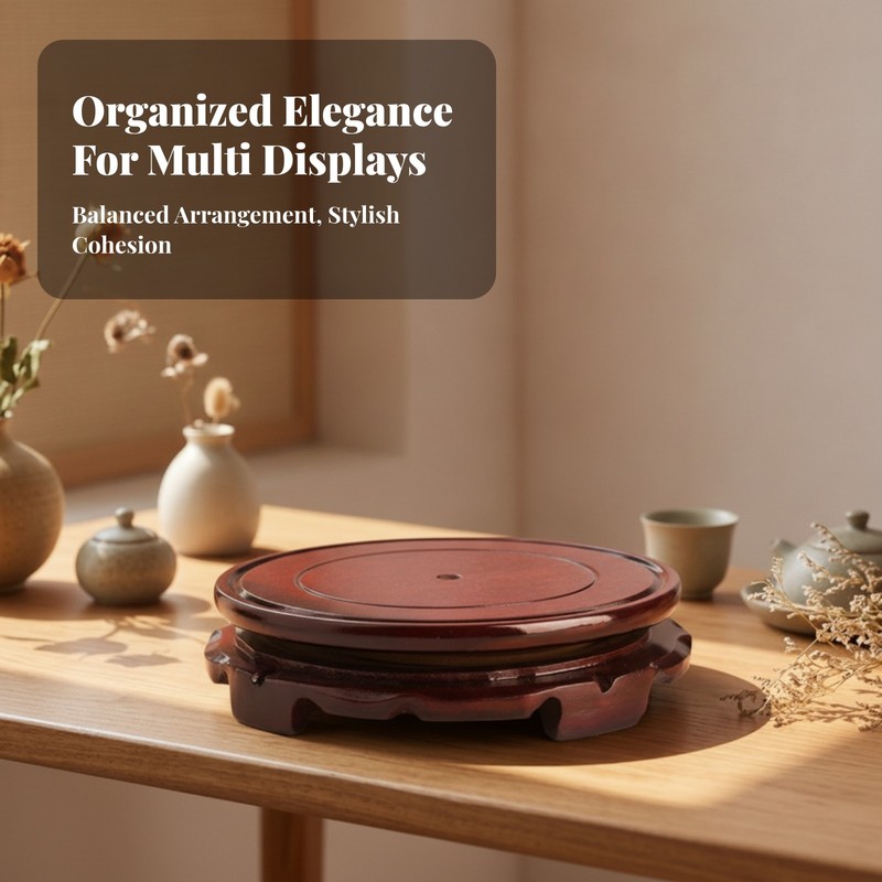 Wooden Turntable 360° Rotation Round Display Base Compact Size gallery