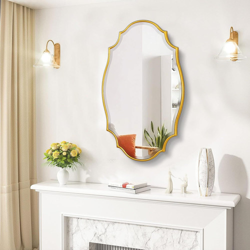 Scalloped Oval Wall Mirror, 24“X36” Gold Bathroom Vanity 36"L x 24"W gallery