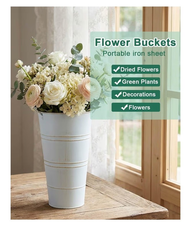 12 Inch Galvanized Metal Vases for Flowers - 6 Pcs Farmhouse Decorative Tall... gallery