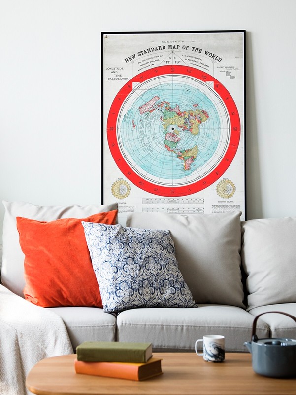 1892 Flat Earth Map - Alexander Gleason's New Standard Map the World Globe Model gallery