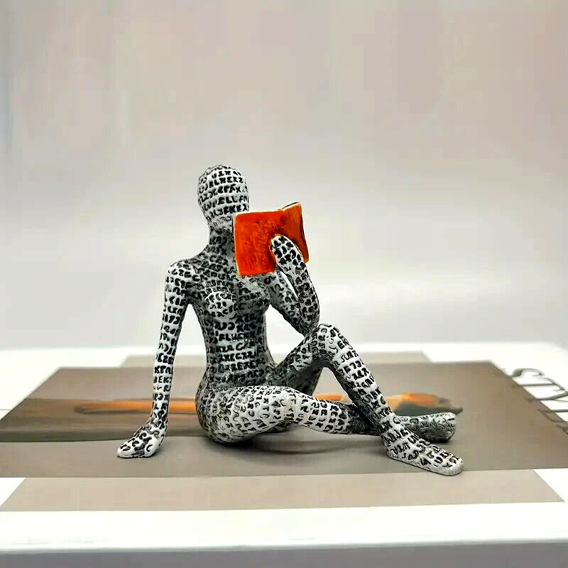 New In Box!! Elegant Resin Reading Figure Abstract Art Decor for Home & Office